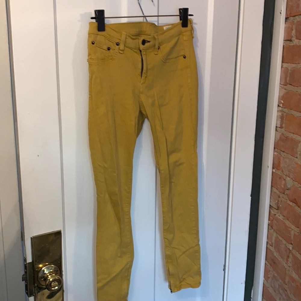 Rag & Bone - mustard color jeans with ankle zipper detail